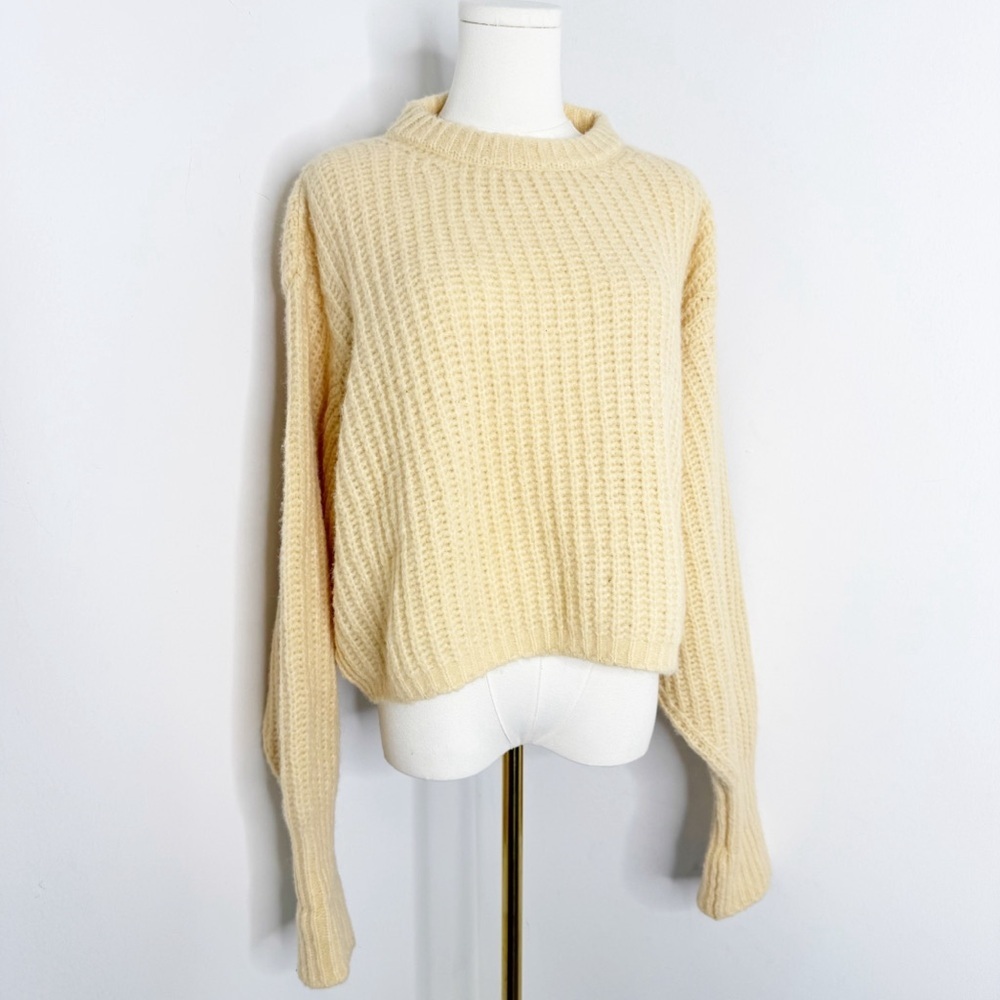 James Street Co Cropped Sweater Yellow Sixe Small Alpaca Wool Blend